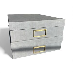 Sugar Paper Gray Storage Box Set with Gold Details